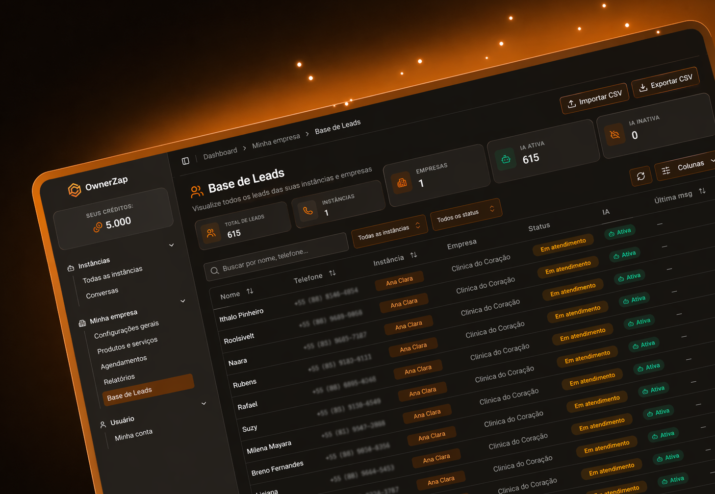 Dashboard - Base de Leads